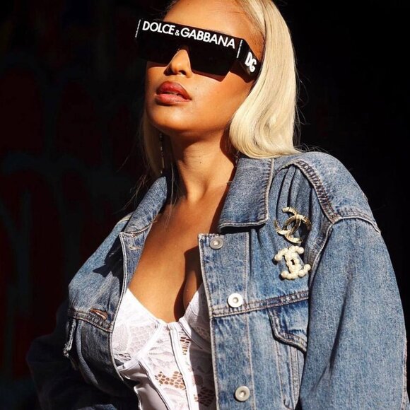 Dolce & Gabbana DG2233 01/87 Shield Sunglasses - Black/Grey - Picture 5 of 10